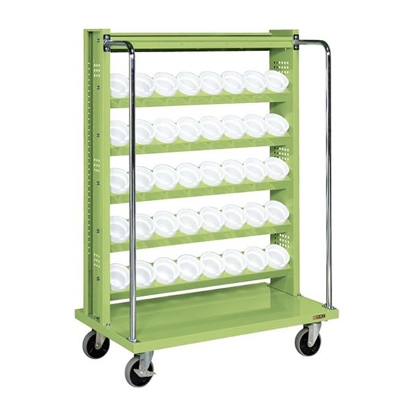 サカエ ツーリングワゴン UT-50×40個 自在+固定 トレー付 グリーン TLR-26AJKT 1台(ご注文単位1台)【直送品】