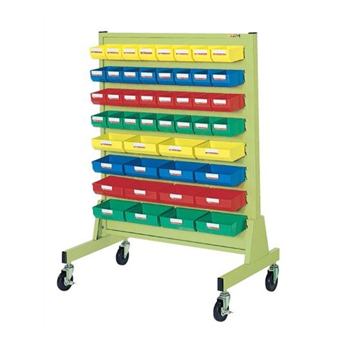 サカエ パネルハンガー 移動式片面 パーツボックス48個 グリーン ZAS-6Y 1台(ご注文単位1台)【直送品】