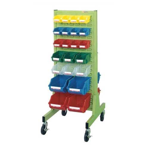 サカエ パネルハンガー 移動式両面 パーツボックス44個 グリーン NFP-220ZCW 1台(ご注文単位1台)【直送品】