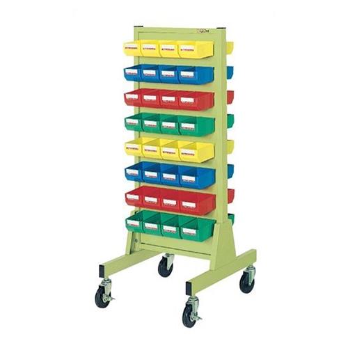 サカエ パネルハンガー 移動式両面 パーツボックス64個 グリーン ZBW-5Y 1台(ご注文単位1台)【直送品】