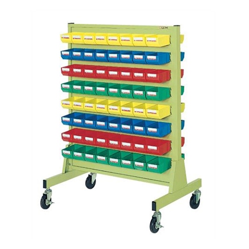 サカエ パネルハンガー 移動式両面 パーツボックス128個 グリーン ZAW-6Y 1台(ご注文単位1台)【直送品】