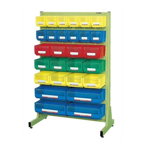 サカエ パネルハンガー 固定式片面 パーツボックス28個 グリーン NFP-528 1台(ご注文単位1台)【直送品】