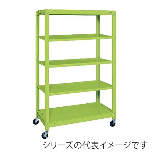 サカエ キャスターラック 5段 ゴム車 グリーン SLN-9055R 1台(ご注文単位1台)【直送品】