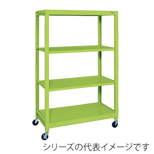 サカエ キャスターラック 4段 ゴム車 グリーン SLN-1254R 1台(ご注文単位1台)【直送品】