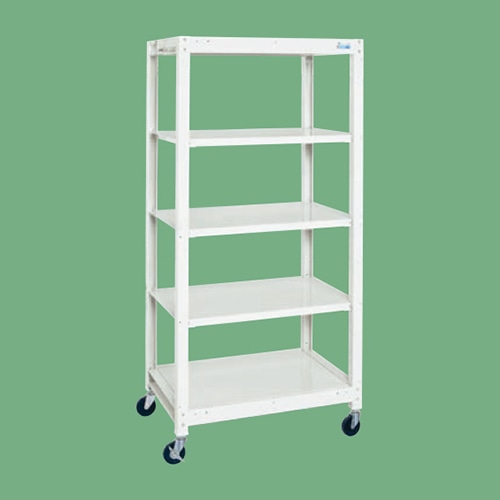 サカエ キャスターラック 5段 ゴム車 パールホワイト SLN-9055RW 1台(ご注文単位1台)【直送品】