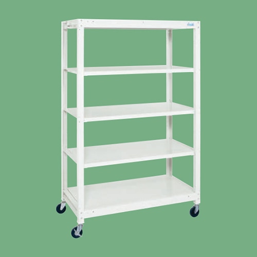 サカエ キャスターラック 5段 ゴム車 パールホワイト SLN-1255RW 1台(ご注文単位1台)【直送品】