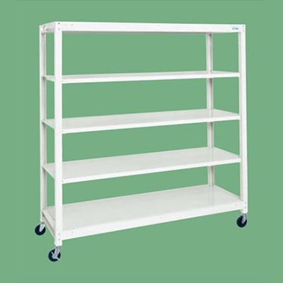 サカエ キャスターラック 5段 ゴム車 パールホワイト SLN-1855RW 1台(ご注文単位1台)【直送品】