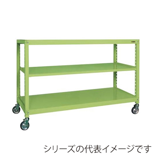 サカエ キャスターラックRK型　3段 ゴム車　グリーン RKCN-8723 1台（ご注文単位1台）【直送品】