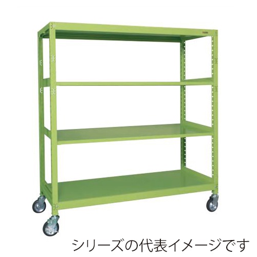 サカエ キャスターラックRK型　4段 ゴム車　グリーン RKCN-8724 1台（ご注文単位1台）【直送品】