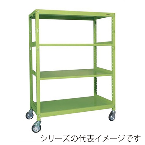 サカエ キャスターラックRK型　4段 ゴム車　グリーン RKCN-5654 1台（ご注文単位1台）【直送品】