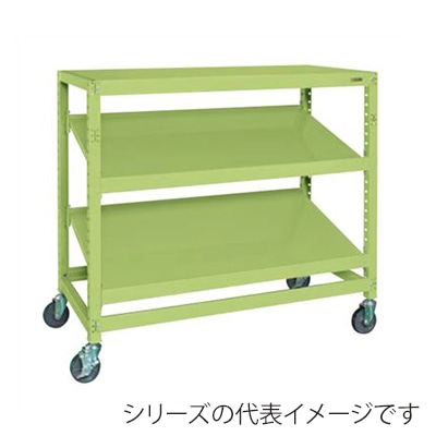 サカエ キャスターラックRK型 傾斜棚2段タイプ ナイロンウレタン車 グリーン RKCN-5653SNU 1台(ご注文単位1台)【直送品】