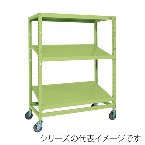 サカエ キャスターラックRK型 傾斜棚2段タイプ ナイロンウレタン車 グリーン RKCN-5753SNU 1台(ご注文単位1台)【直送品】