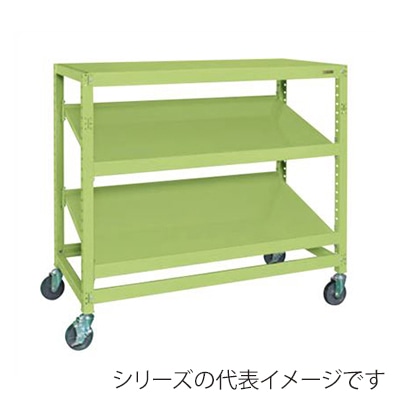サカエ キャスターラックRK型 傾斜棚2段タイプ ナイロンウレタン車 グリーン RKCN-5683SNU 1台(ご注文単位1台)【直送品】