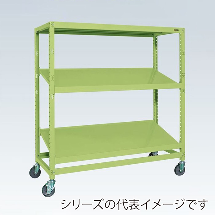サカエ キャスターラックRK型 傾斜棚2段タイプ ナイロンウレタン車 グリーン RKCN-8783SNU 1台(ご注文単位1台)【直送品】