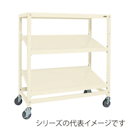 サカエ キャスターラックRK型 傾斜棚2段タイプ ナイロンウレタン車 アイボリー RKCN-5653SNUI 1台(ご注文単位1台)【直送品】