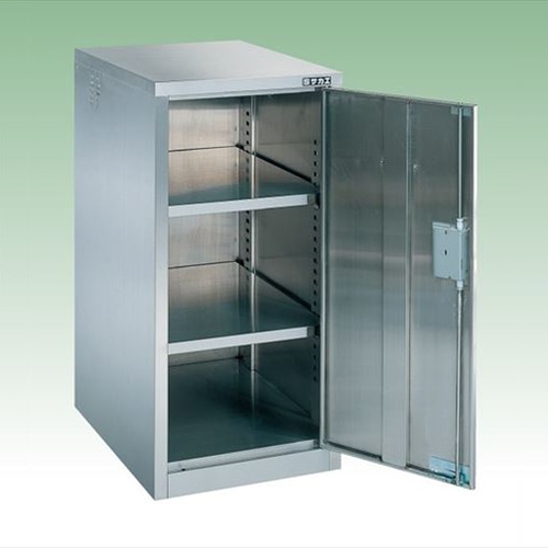 サカエ ステンレス薬品保管庫　片開き戸　3段 SUS304 SU-45B 1台（ご注文単位1台）【直送品】