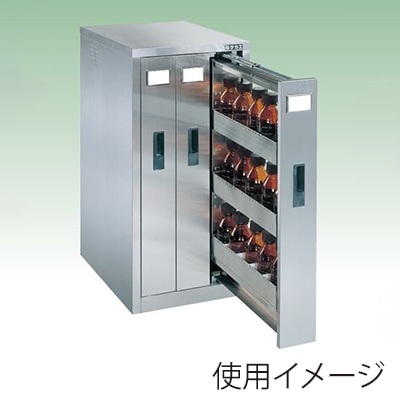 サカエ ステンレス薬品保管庫　バーチカルタイプ　3列  SU-3BS 1台（ご注文単位1台）【直送品】