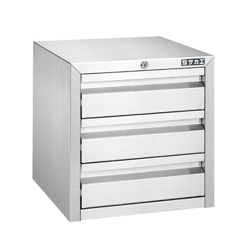 サカエ ステンレスミニキャビネット　引出し3段 SUS304 MNC-3SU 1台（ご注文単位1台）【直送品】