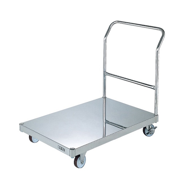 サカエ ステンレスパール台車　フラット型　自在＋固定 SUS304　ナイロンウレタン車 SU-K1SS 1台（ご注文単位1台）【直送品】