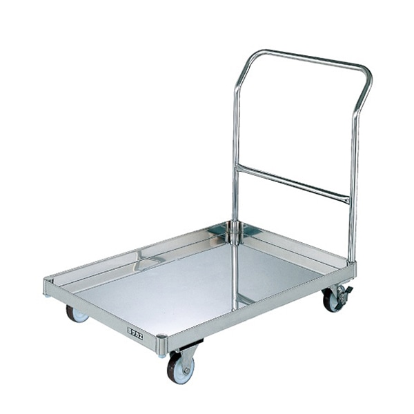 サカエ ステンレスパール台車　皿型　自在＋固定 SUS304　ナイロンウレタン車 SU-K1CSS 1台（ご注文単位1台）【直送品】