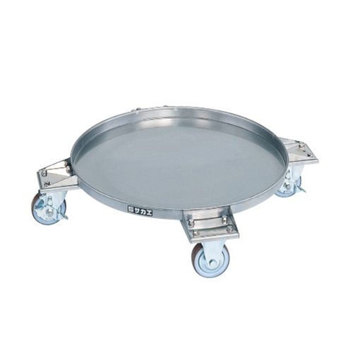 サカエ ステンレス円形ドラム台車　皿型　取手なし SUS304　ナイロンウレタン車 SDR-61 1台（ご注文単位1台）【直送品】