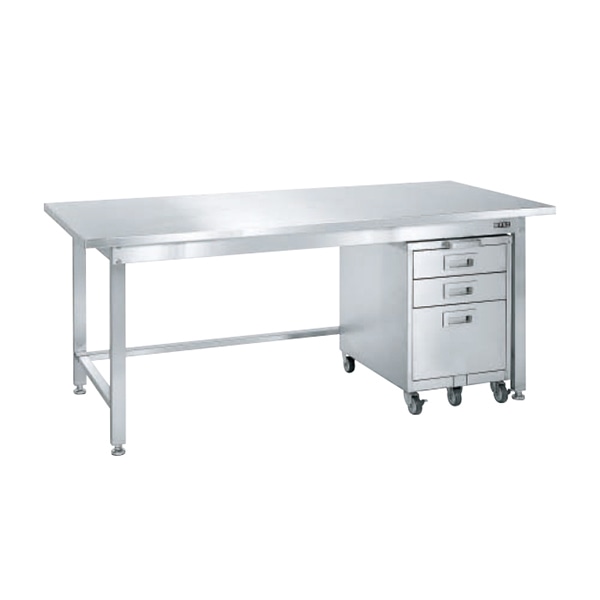 サカエ ステンレス作業台　キャビネットワゴン付 引出し3段 SU3-187EC 1台（ご注文単位1台）【直送品】