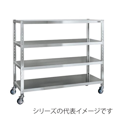 サカエ ステンレスサカエキャスターラック 4段 SUS430 ゴム車 STN2-1812RSU4 1台(ご注文単位1台)【直送品】