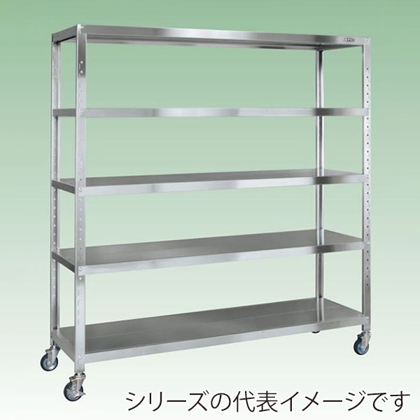 サカエ ステンレスサカエキャスターラック 5段 SUS430 ゴム車 STN2-1518RSU4 1台(ご注文単位1台)【直送品】