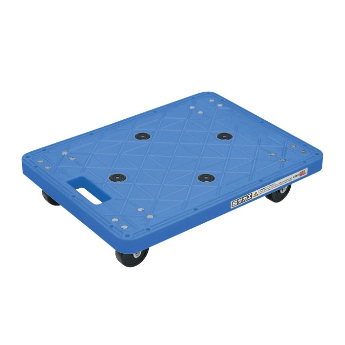 サカエ 樹脂台車 4輪自在 ゴム車 ブルー SC-400RB 1台(ご注文単位1台)【直送品】