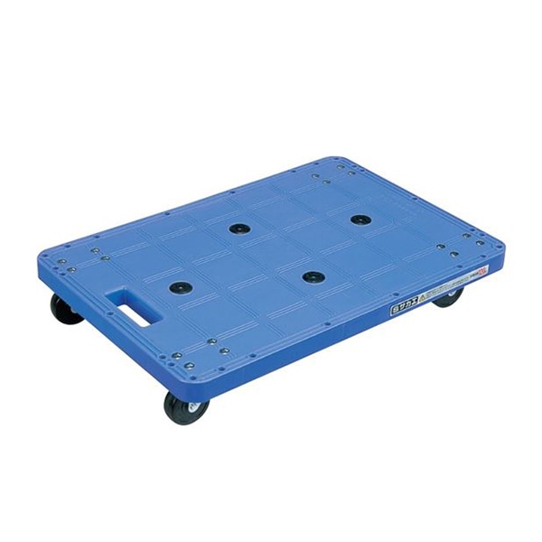 サカエ 樹脂台車 自在+固定 ゴム車 ブルー SC-450RKB 1台(ご注文単位1台)【直送品】