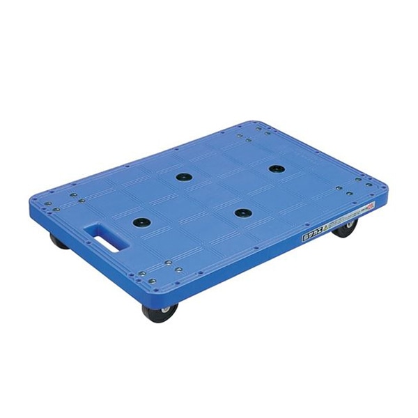 サカエ 樹脂台車 4輪自在 ゴム車 ブルー SC-450RB 1台(ご注文単位1台)【直送品】