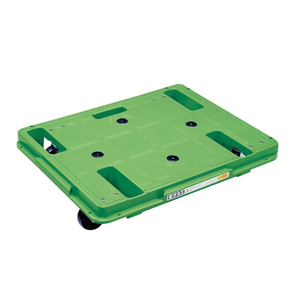 サカエ 樹脂台車 スタッキング・連結仕様 4輪自在 ゴム車 グリーン SCR-650R 1台(ご注文単位1台)【直送品】