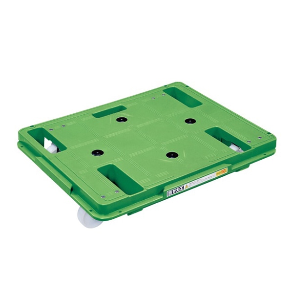 サカエ 樹脂台車 スタッキング・連結仕様 4輪自在 ナイロン車 グリーン SCR-650N 1台(ご注文単位1台)【直送品】