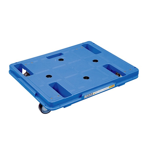 サカエ 樹脂台車 スタッキング・連結仕様 4輪自在 ナイロンウレタン車 ブルー SCR-650UB 1台(ご注文単位1台)【直送品】