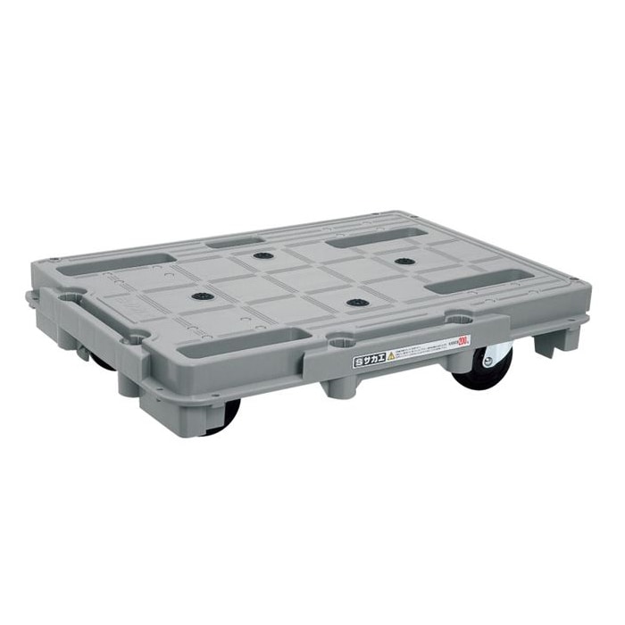 サカエ 樹脂台車 スタッキング・連結仕様 4輪自在 ゴム車 グレー SCR-800 1台(ご注文単位1台)【直送品】