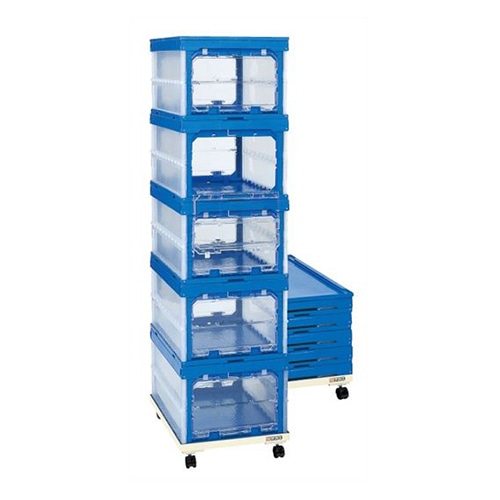 サカエ オリタタミコンテナ台車セット コンテナ5個付 ナイロンキャスター仕様 アイボリー SO-75DS 1台(ご注文単位1台)【直送品】