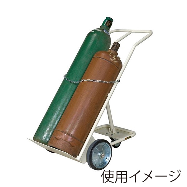 サカエ ボンベキャリー 2本用 アイボリー BC-20I 1台(ご注文単位1台)【直送品】