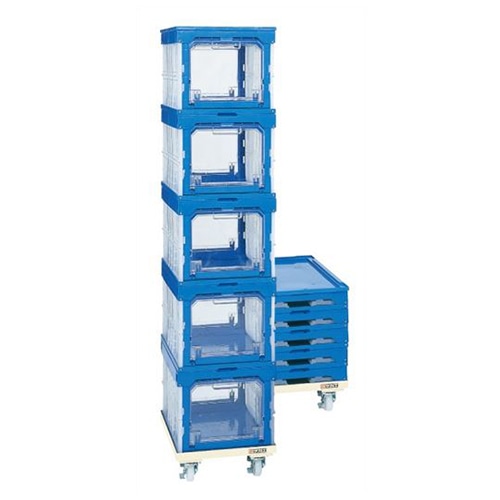 サカエ オリタタミコンテナ台車セット コンテナ5個付 エラストマー仕様 アイボリー SO-50DES 1台(ご注文単位1台)【直送品】