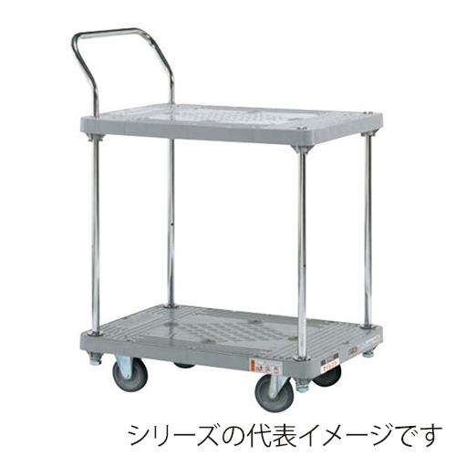 サカエ 樹脂ハンドカー 2段片袖 サイレントキャスター 自在+固定 SHN-12S 1台(ご注文単位1台)【直送品】