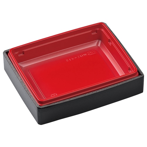 エフピコ 折箱弁当容器 本体 WUS-413本体 黒地黒千筋赤 20枚/袋(ご注文単位16袋)【直送品】