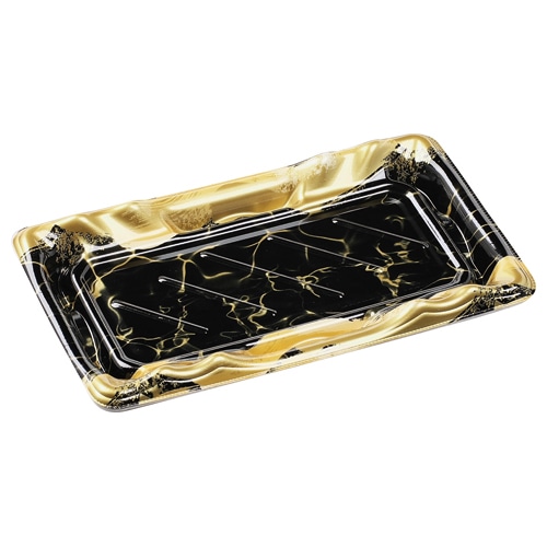 エフピコ 寿司容器 大波皿 本体 2-5 V1 黒なぎ金 50枚/袋(ご注文単位16袋)【直送品】