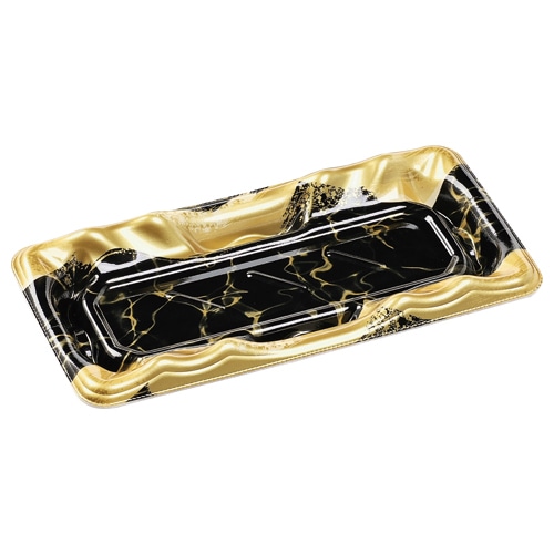 エフピコ 寿司容器 大波皿 本体 1-4 V1 黒なぎ金 50枚/袋(ご注文単位24袋)【直送品】