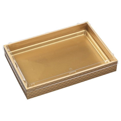 エフピコ 折箱　WPS角　本体蓋付き 325-230V　エコ 市松金 10枚/袋（ご注文単位6袋）【直送品】