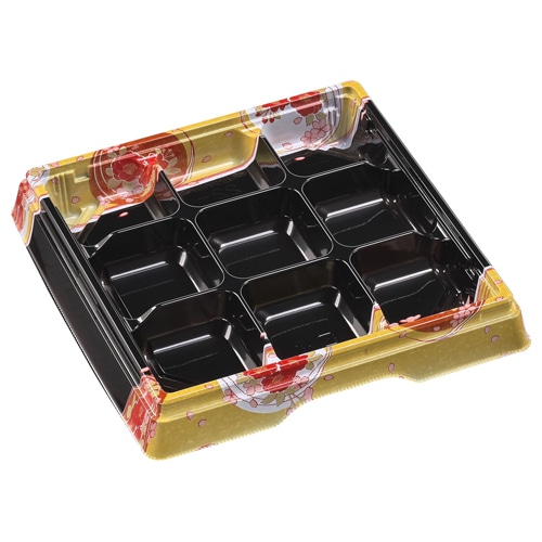 エフピコ お重容器 雅御膳 本体 22-22-9 羽衣金 50枚/袋(ご注文単位8袋)【直送品】