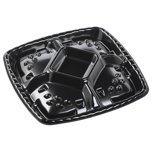 エフピコ オードブル容器 シェルトプラッター 本体 角30 黒 10枚/袋(ご注文単位20袋)【直送品】