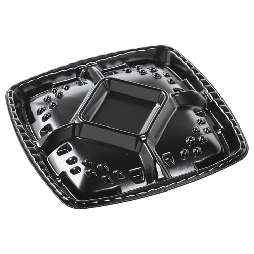 エフピコ オードブル容器　シェルトプラッター　本体 角40 黒 10枚/袋（ご注文単位20袋）【直送品】