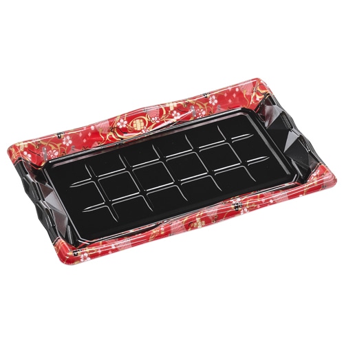 エフピコ 寿司容器 氷河 本体 3-9 えびす赤 10枚/袋(ご注文単位30袋)【直送品】