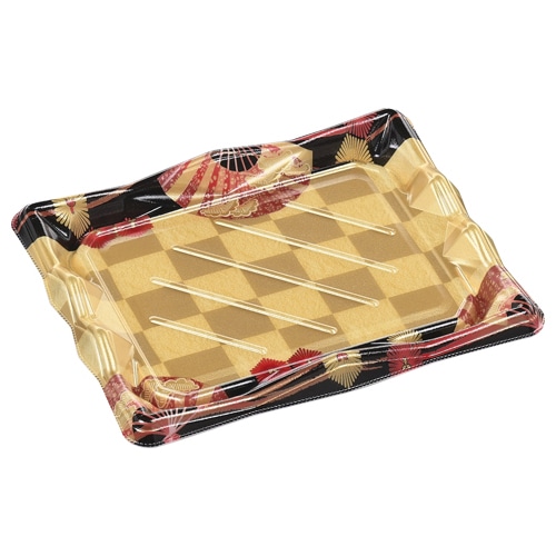 エフピコ 寿司容器 氷河 本体 3-4 扇市松金 50枚/袋(ご注文単位12袋)【直送品】