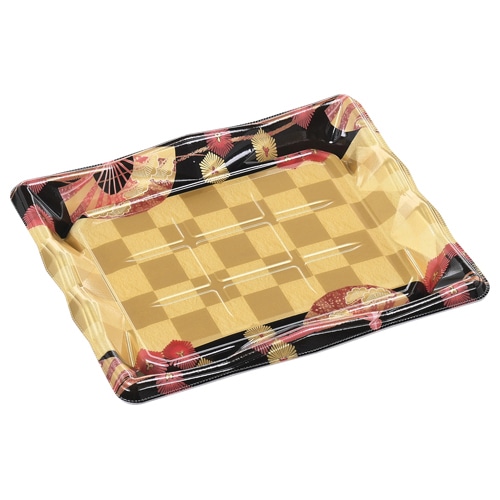 エフピコ 寿司容器 氷河 本体 3-6 扇市松金 50枚/袋(ご注文単位8袋)【直送品】