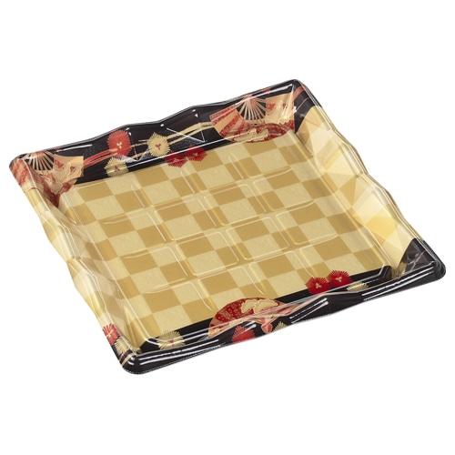 エフピコ 寿司容器 氷河 本体 28-28 扇市松金 10枚/袋(ご注文単位32袋)【直送品】